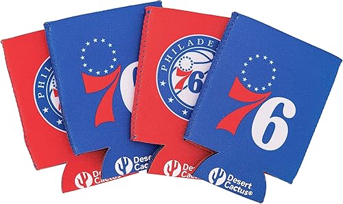 NBA Can Insulator - Enfriador de bebidas, paquete de 4 soportes de espuma para bebidas (paquete de 4) (Philadelphia 76ers)