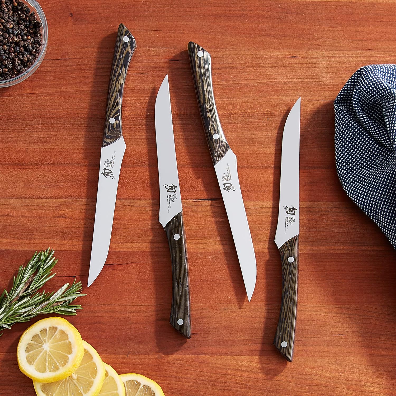 Shun Shima Natural 4 Piece Steak Knife Set in Presentation Box: Home & Kitchen