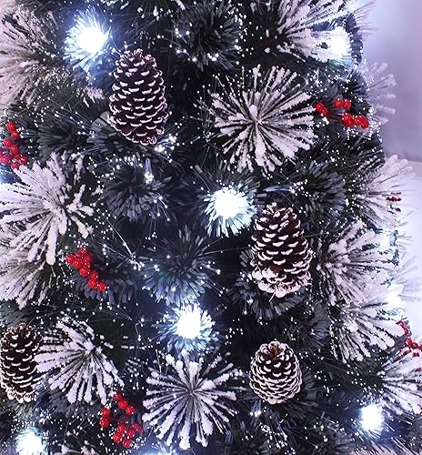 Miniatura 7 de Árbol de navidad preiluminado, blanco nieve, árbol de navidad con fibra óptica con luz LED blanca y punta de estrella