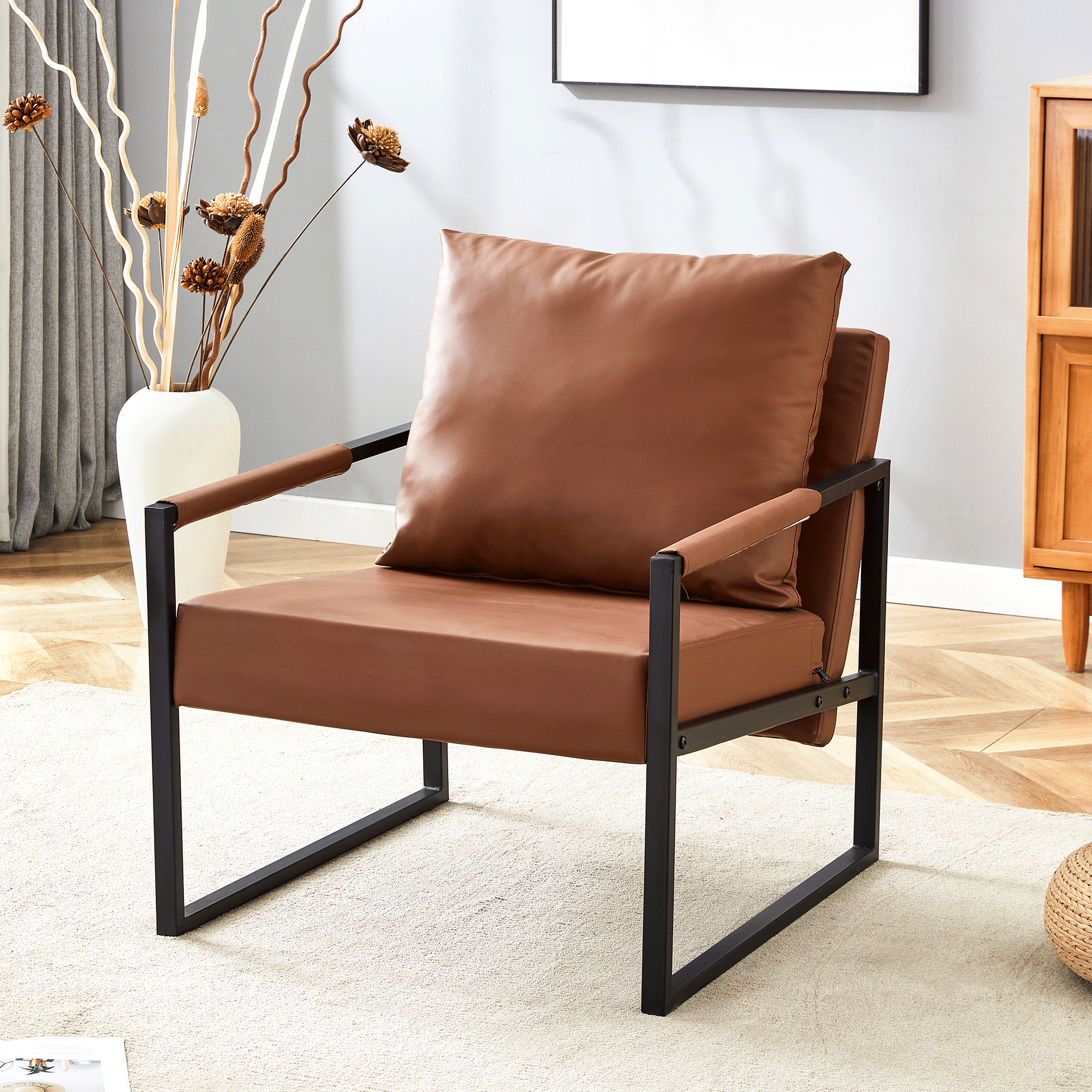 Sillón de PU cuero plegable Negro miniatura 7