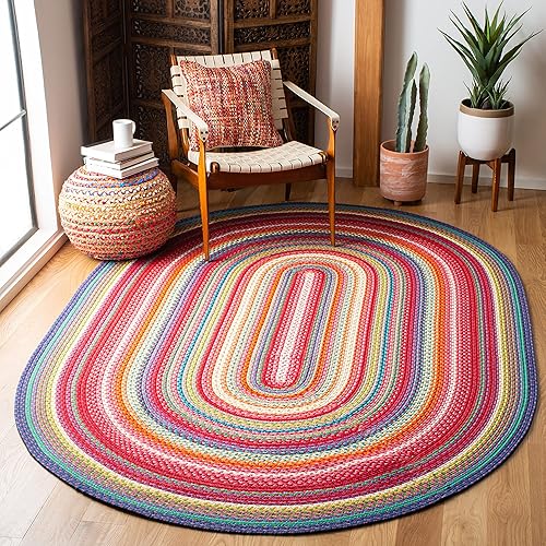 SAFAVIEH Braided Collection BRD316A - Alfombra ovalada reversible de 4 x 6 pies, hecha a mano, multicolor disponible en Yaxa Peru