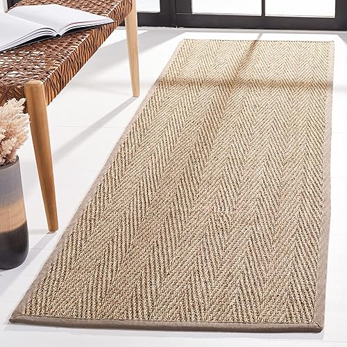 Miniatura 272 de Safavieh Colección de fibra natural NF115P - Alfombra (fibra natural), color gris, Fibras naturales beige, (Natural/Beige),Natural/Negro,Natural