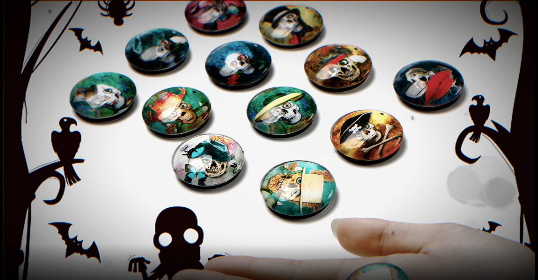 12 imanes decorativos de calavera para refrigerador de vidrio 30mm miniatura 7