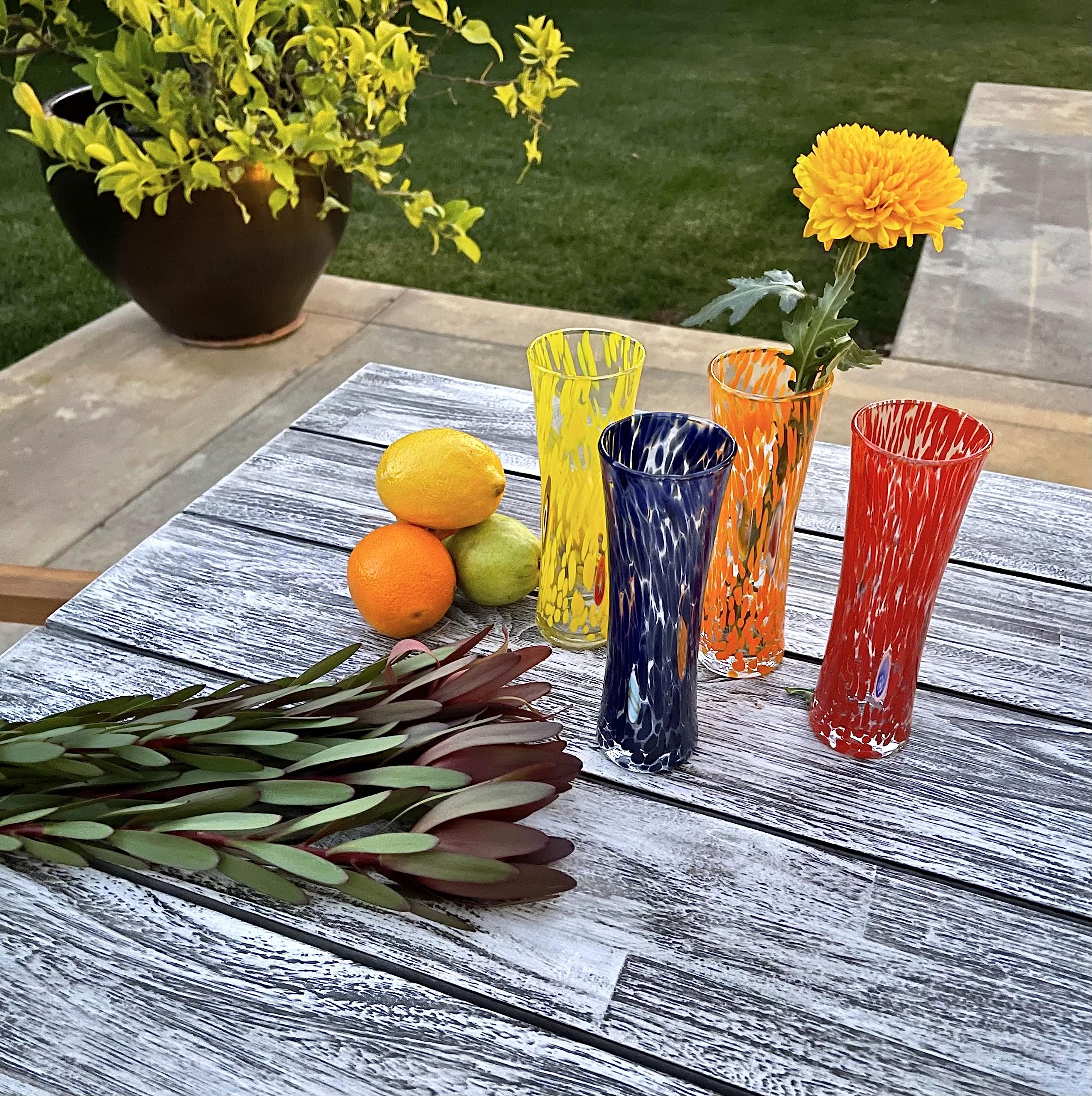 イタリア製　オレンジのガラス花瓶 Amazon.co.jp: My Italian Decor ムラノガラス 小さな花瓶 オレンジ