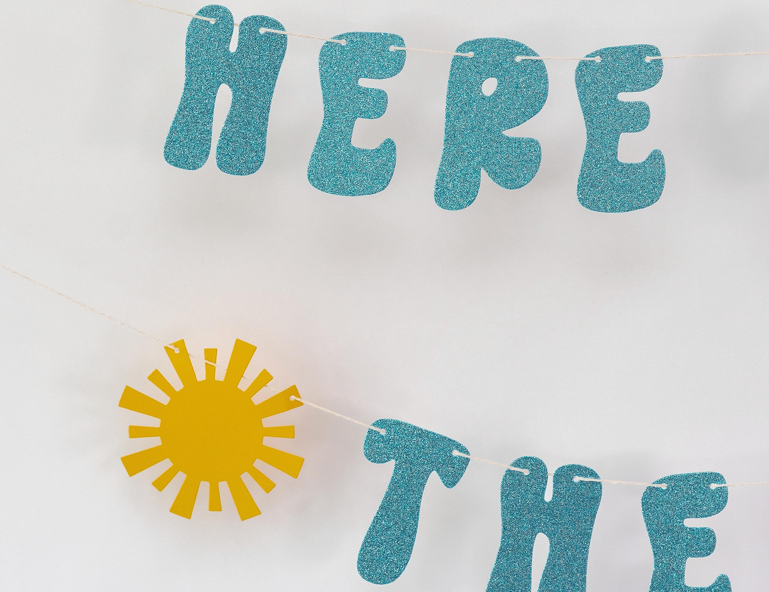 VANGNING Deco 'Here Comes The Son' Banner - Blaues Glitzer-Baby Shower Banner, DIY Deko Für Junge, Geschlechts-Enthüllung