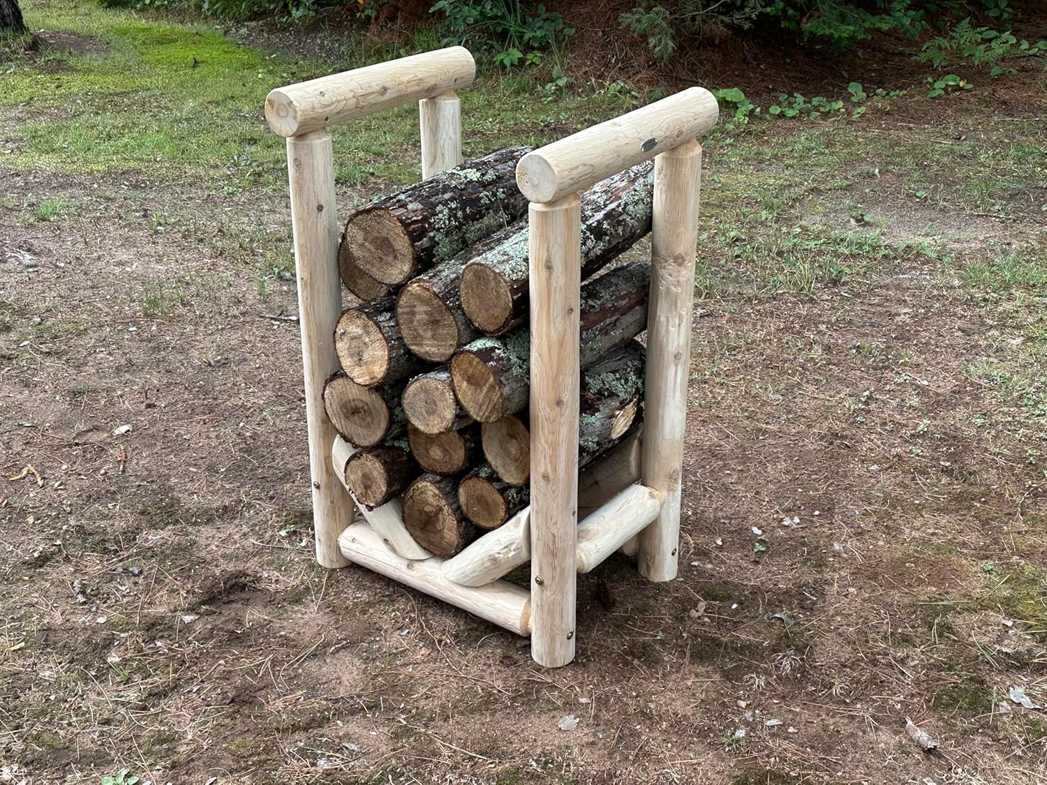 Heavy-Duty Firewood Rack for Outdoor Wood Storage – 2 ft. Natural Firewood Rack Outdoor Log Holder – Fire Wood Storage Racks, Keeps Woods Dry, Neat & Ready for Fireplace, Porch & Backyard Use