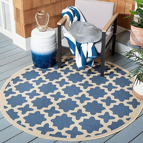 Vista 15 de Safavieh Courtyard Collection CY6903-268 alfombra azul marino y beige para interior o exterior, otro, Azul marino, beige