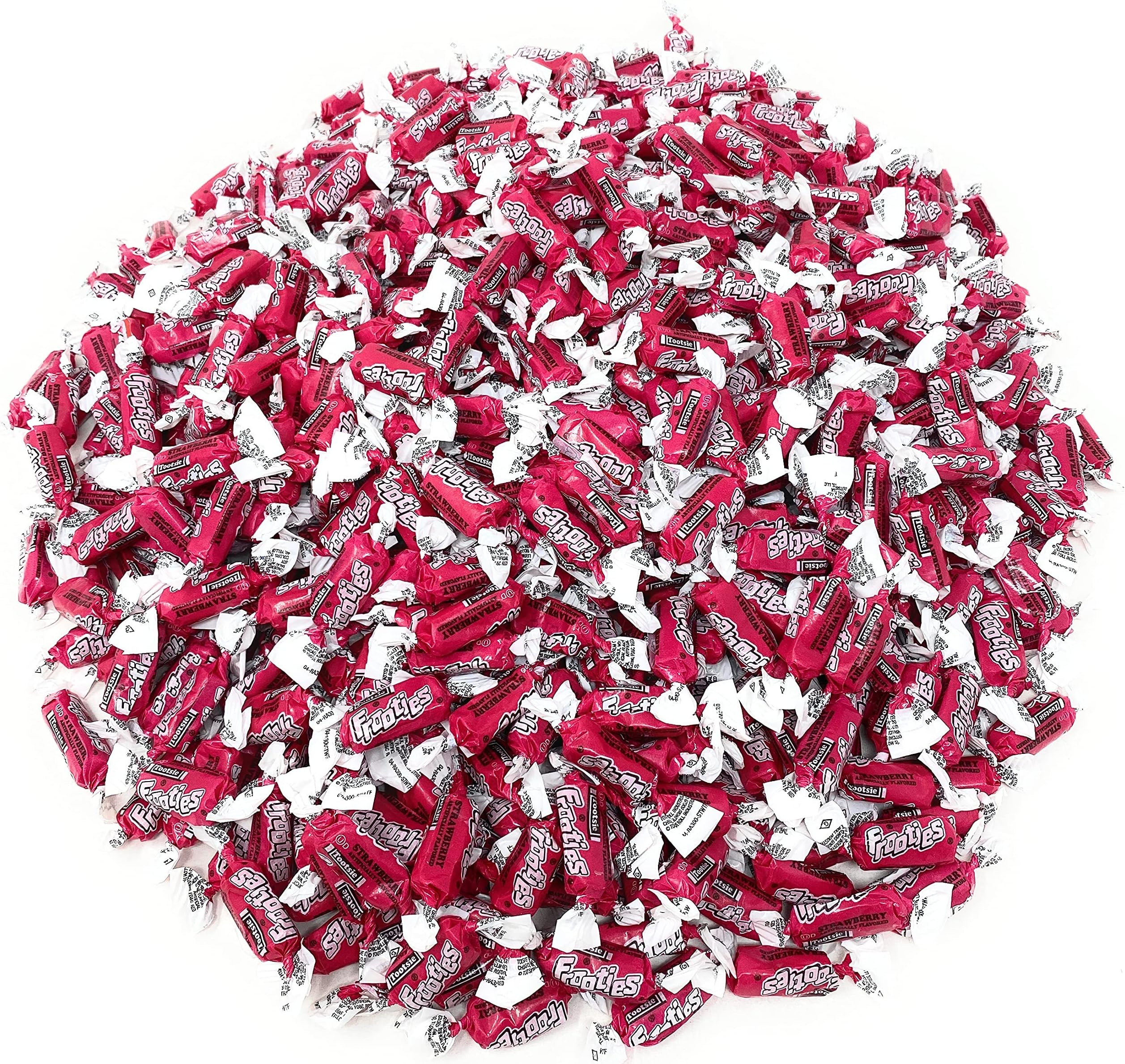 Easter Bulk Strawberry Flavor Tootsie Roll Frooties Chewy American Taffies Candy Individually Wrapped In Resealable Assortit Bag 5 Lb 735+pcs (80-Oz) - Made In USA