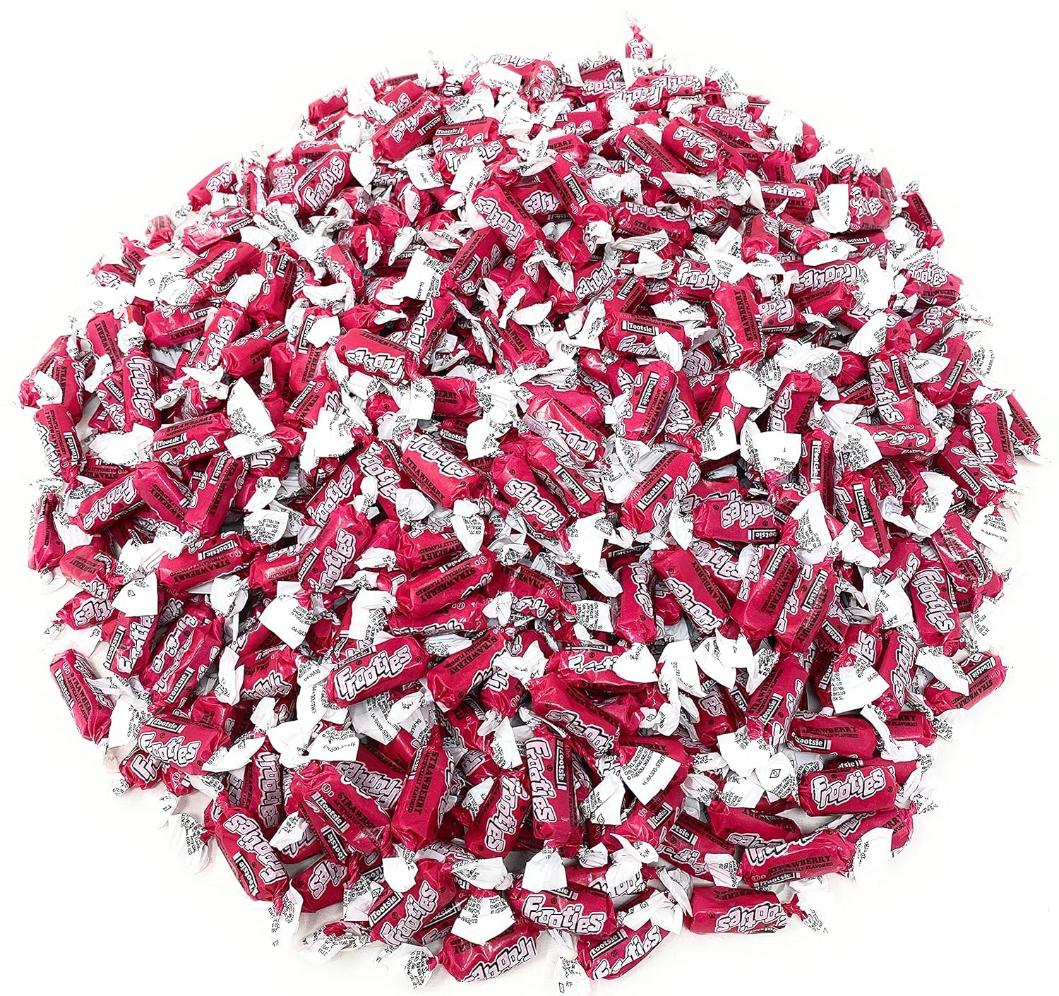 Bulk Strawberry Flavor Tootsie Roll Frooties Chewy American Taffies Candy Individually Wrapped In Resealable Assortit Bag 5 Lb 735+pcs (80-Oz) - Made In USA