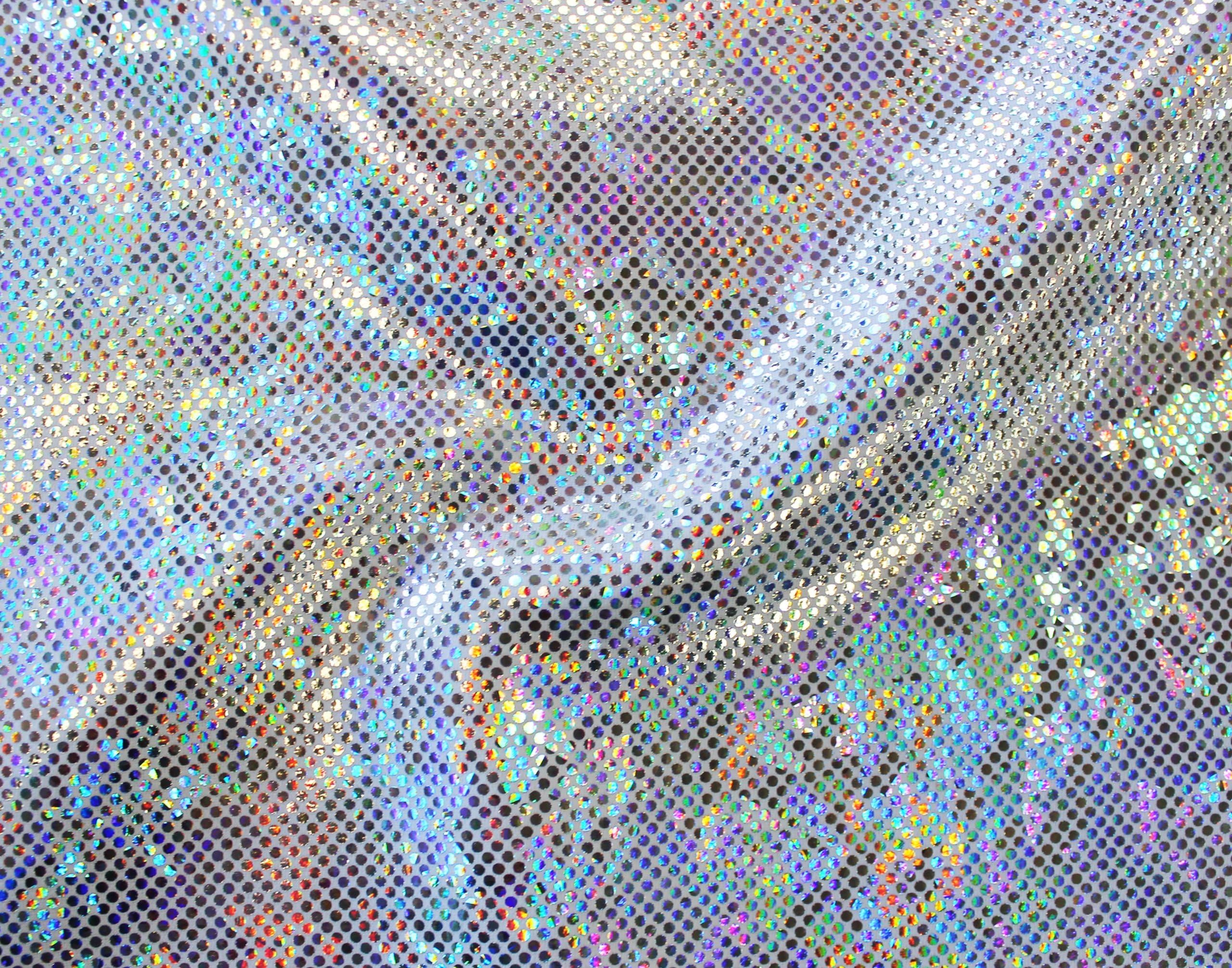 Shattered Glass Hologram 4-Way Stretch Fabric - Silver