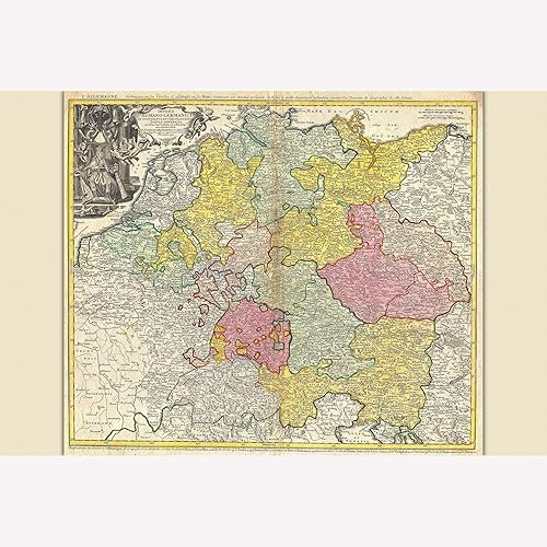 Sacro Imperio Romano - Mapa antiguo de Homann, 1740 - Imprimir solo - 16 x 24 pulgadas