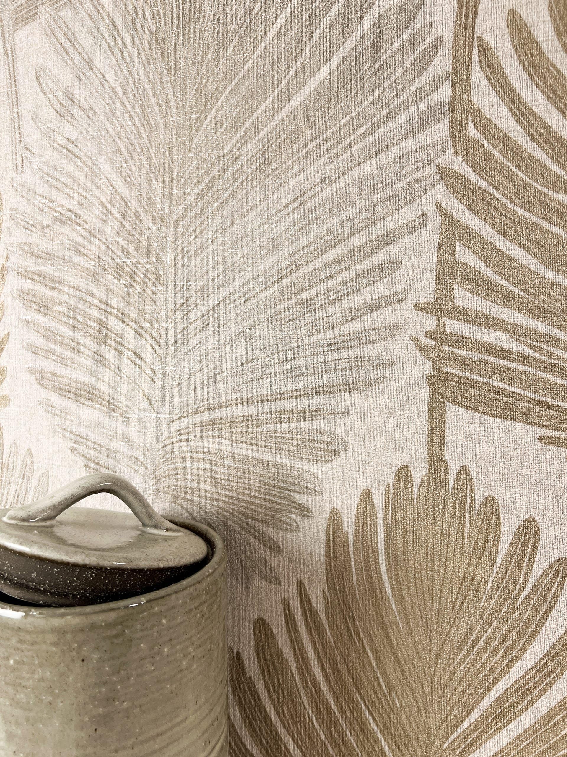 Papier peint feuilles de palmier tropical haut de gamme Newroom beige moderne