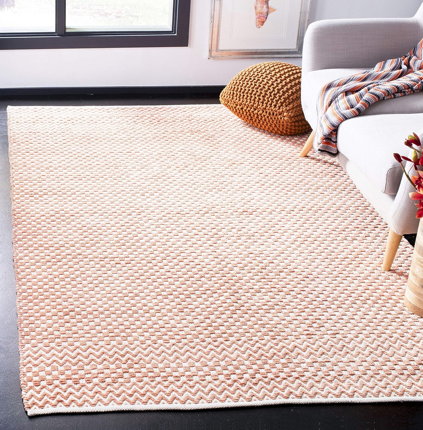 SAFAVIEH Boston Collection 6' x 9' Orange BOS686P Handmade Flatweave Cotton Area Rug