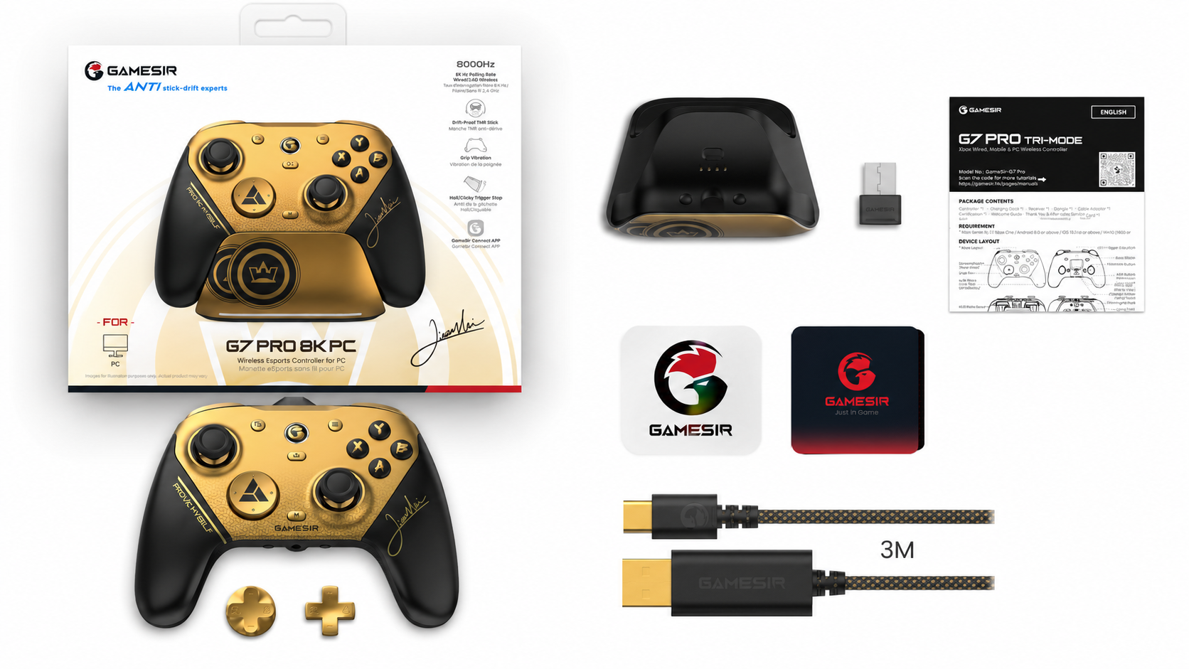 GAMESIR ゲームコントローラー ゴールド/ブラック Amazon.co.jp: GameSir G7Pro 8K PCコントローラー チャンピオン