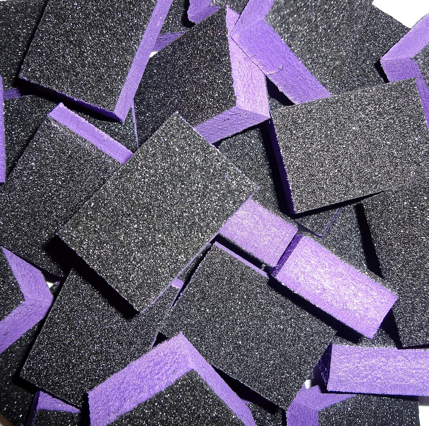 PrettyClaw | 40pc Mini Disposable Nail Buffer Blocks 80/80 Black Grit Purple Buffing Sanding Nail File 2 Sided