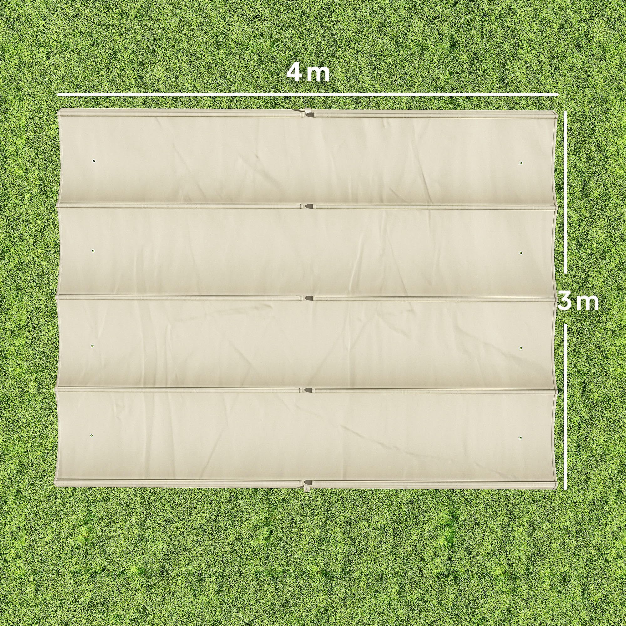 Outsunny Techo de Pérgola 4 x 3,5 m, Techo de Repuesto Retráctil para Marco de Pérgola de 4x3 m, UV30+, Toldo de Tela Solo para Cenador Jardín con 8 Orificios de Drenaje, Blanco Crema — view 7