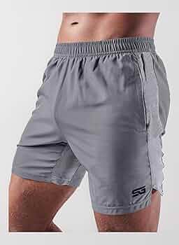 JustSun Pantaloncini Uomo In Cotone Sportivi Da Palestra E Running Con Tasca Con Cerniera - Grigio Chiaro, Small