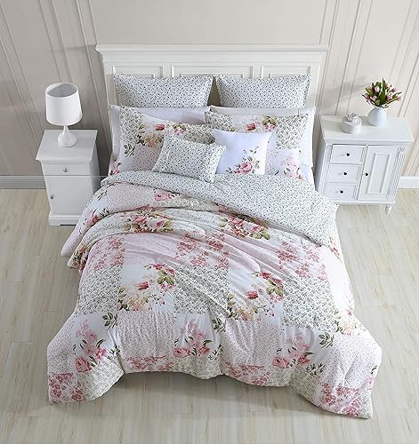 Miniatura 2 de Laura Ashley Inicio - Juego de edredón Queen, ropa de cama reversible de algodón, incluye fundas a juego con fundas de almohada y almohadas europeas