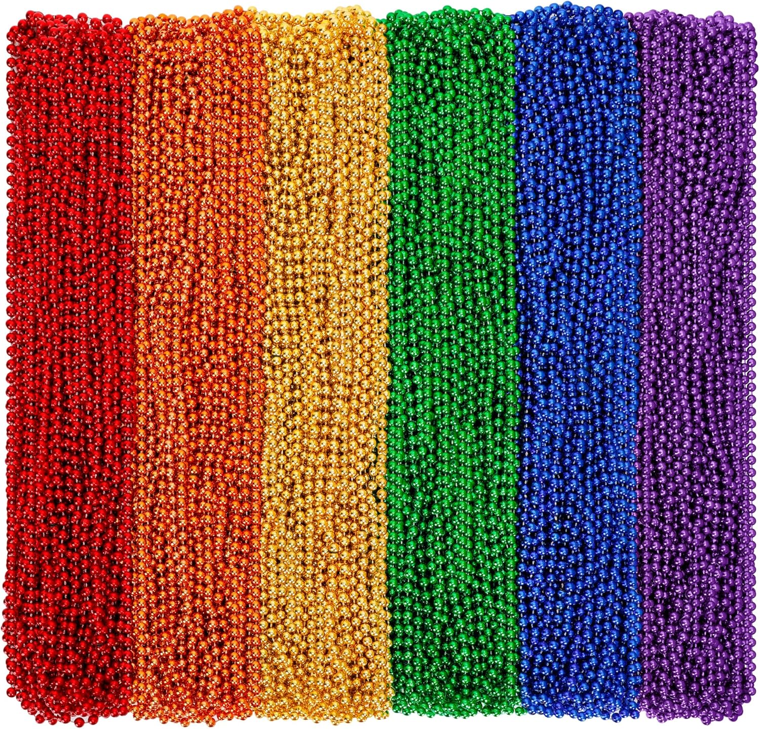 300 PCS Pride Bead Necklaces Bulk, 33" Plastic Pride Accessories LGBT Rainbow Pride Stuff in 6 Colors Party Beaded Necklaces Lesbian Gay Pride Parade Beads Decorations Party Supplies