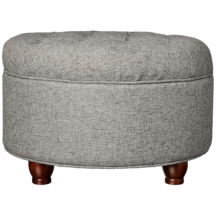 HomePop Round Tufted Storage Ottoman