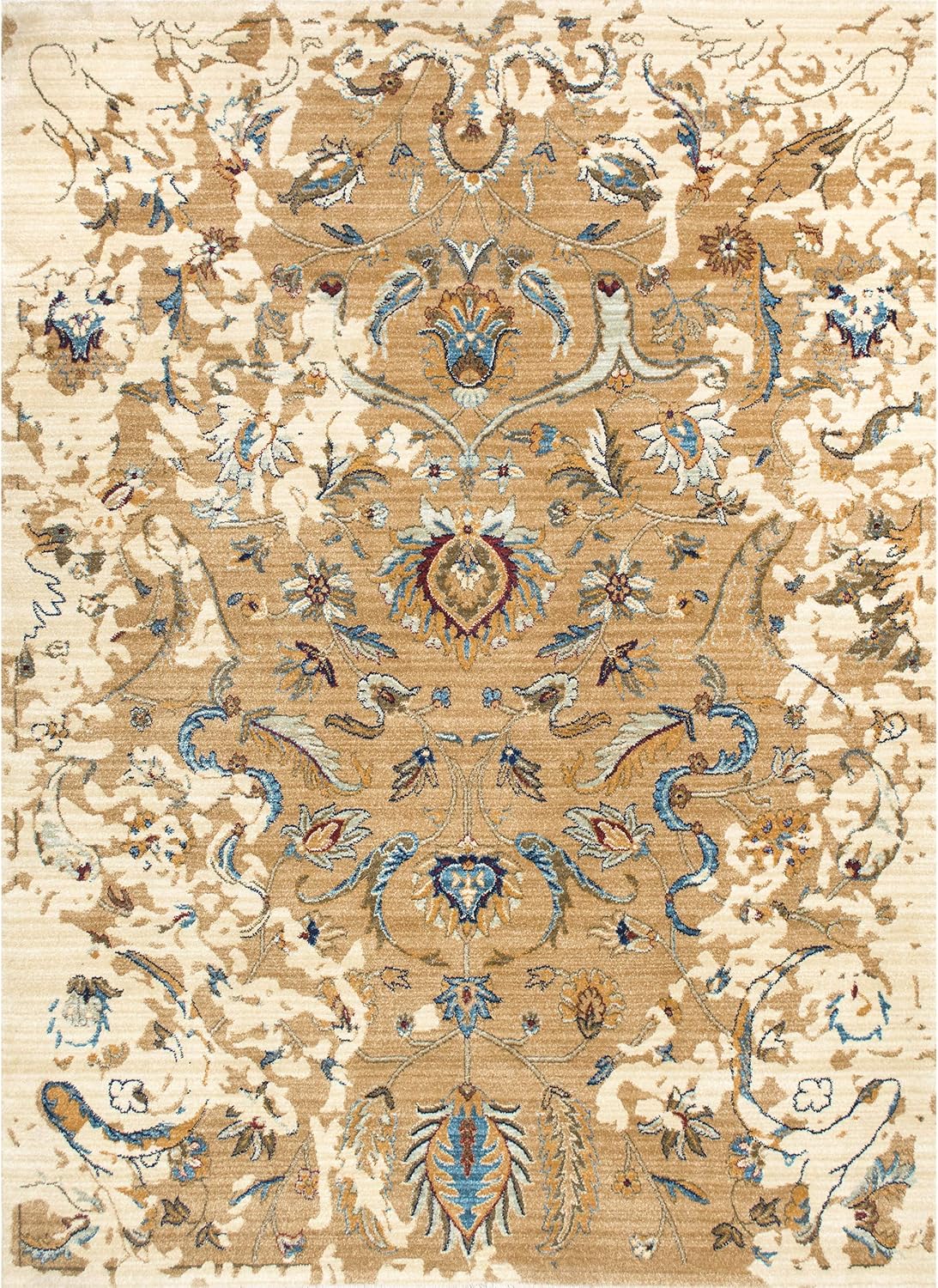 Ivory Serenity Blossom 4'x6' Easy-Care Synthetic Area Rug