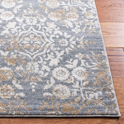 Miniatura 4 de Martha Stewart x Safavieh MSR0958G - Alfombra de área de 8 x 10 pies, color plateado y marfil, no desprende pelusa, para entrada, sala de estar,
