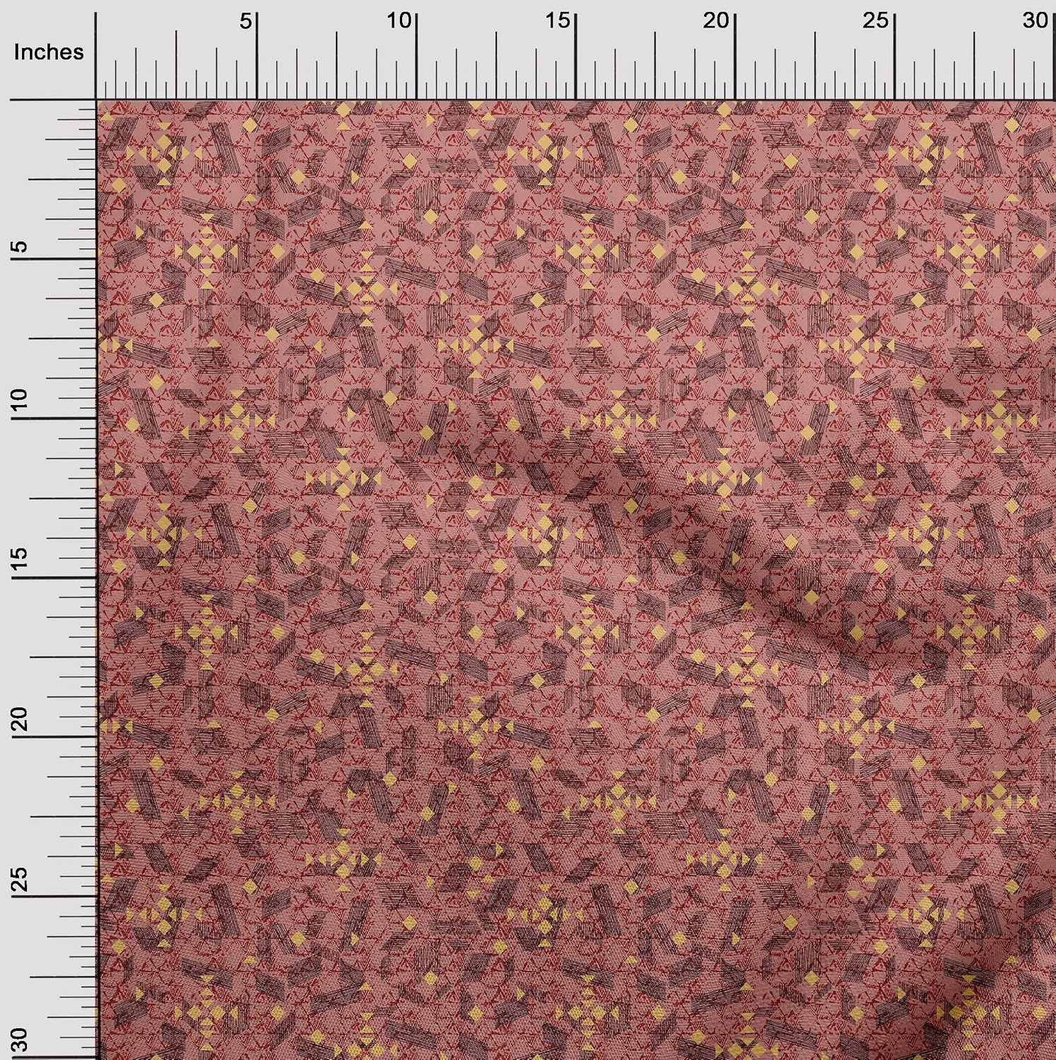 oneOone Viscose Chiffon Dark Rose Brown Fabric Geometric Texture Dress Material Fabric Print Fabric By The Yard 42 Inch Wide