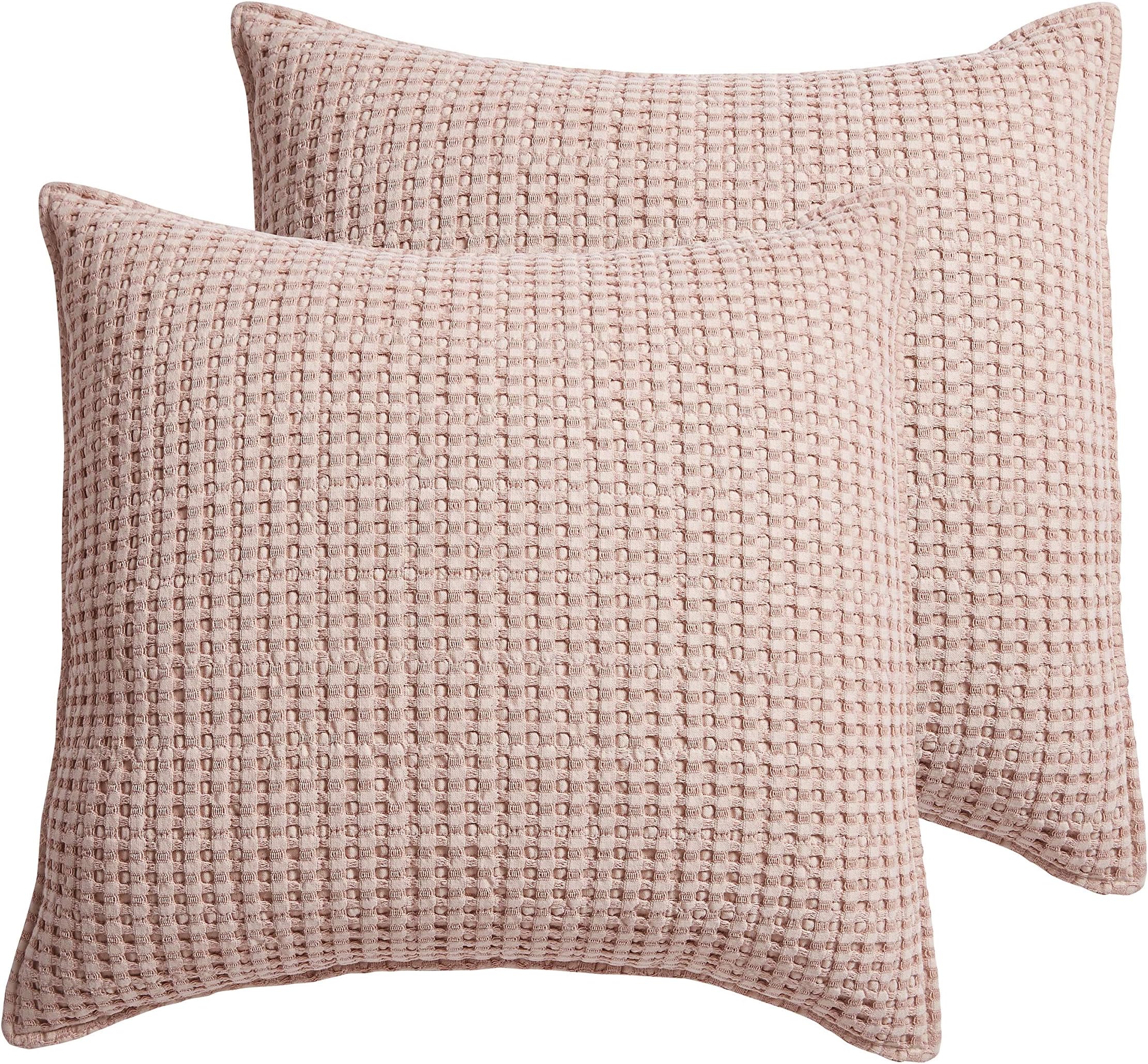 Levtex Home - Mills Waffle - Euro Sham (Set of Two) - Blush - Sham Size (26 x 26in.)