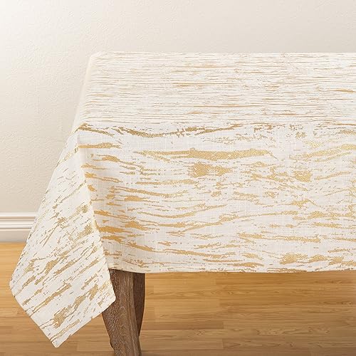Miniatura 10 de SARO LIFESTYLE Loretta Collection Camino de mesa de algodón con diseño metálico de papel de aluminio envejecido, 16 x 108 pulgadas, color plateado