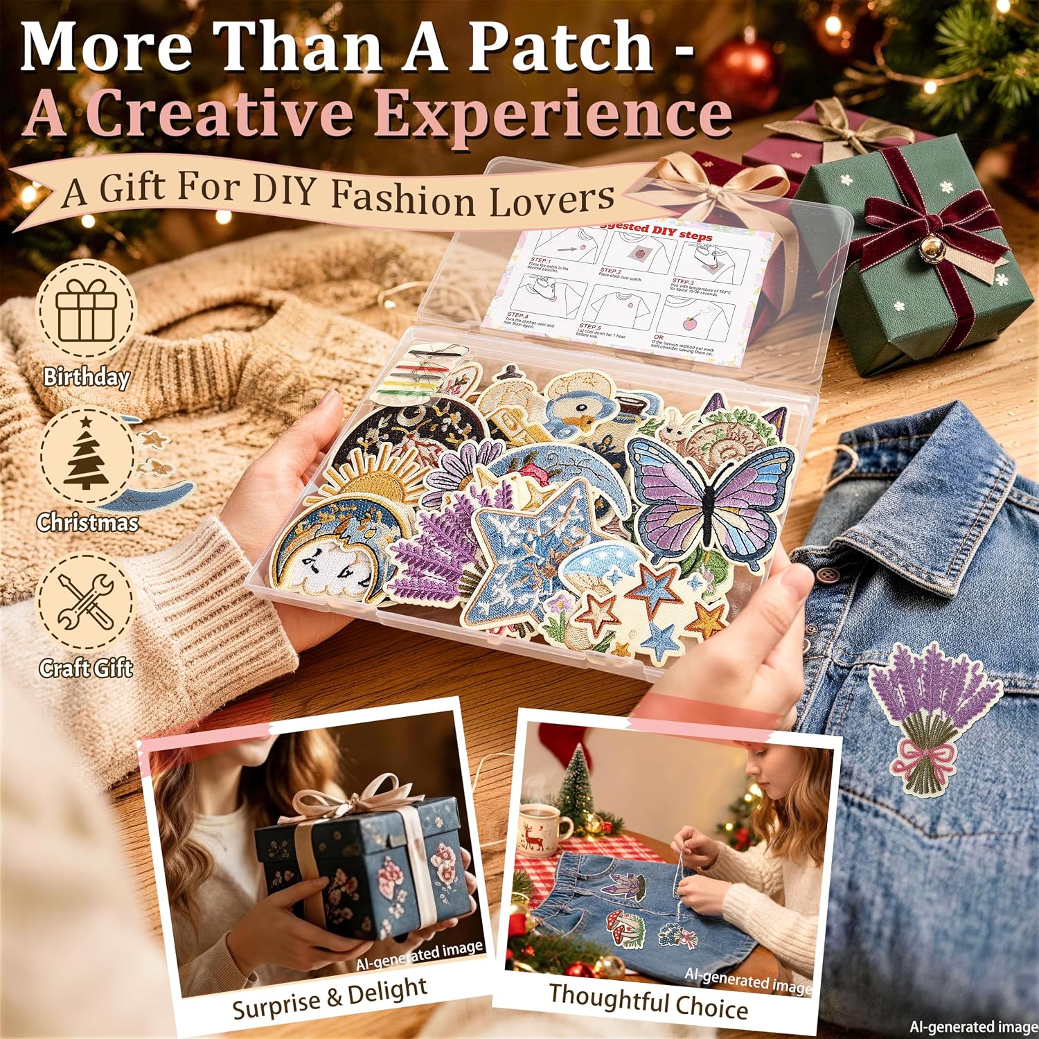 Meneng Vintage Iron On Patches for Jeans : 30Pcs Embroidered Aesthetic Kit
