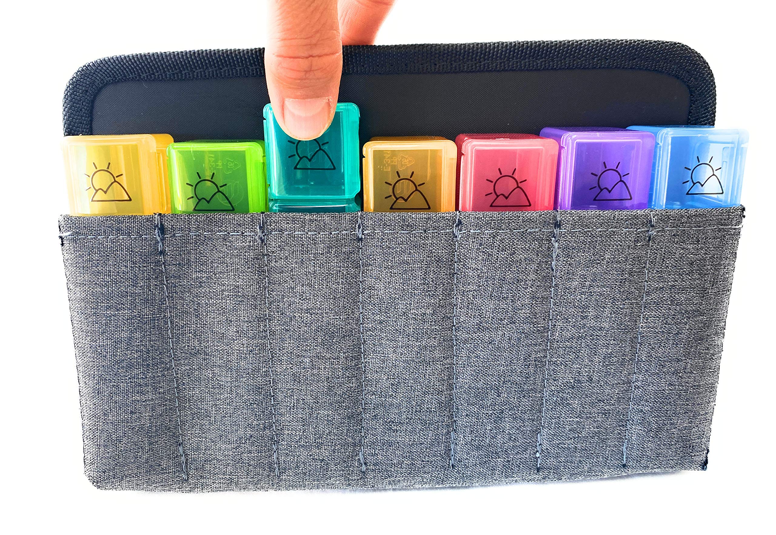 Kaddy Caja organizadora semanal para pastillas AM/PM, (7 días/4 veces al día) portátil con compartimentos grandes para medicamentos, suplementos y vitaminas, bloqueo de 3 dígitos para seguridad