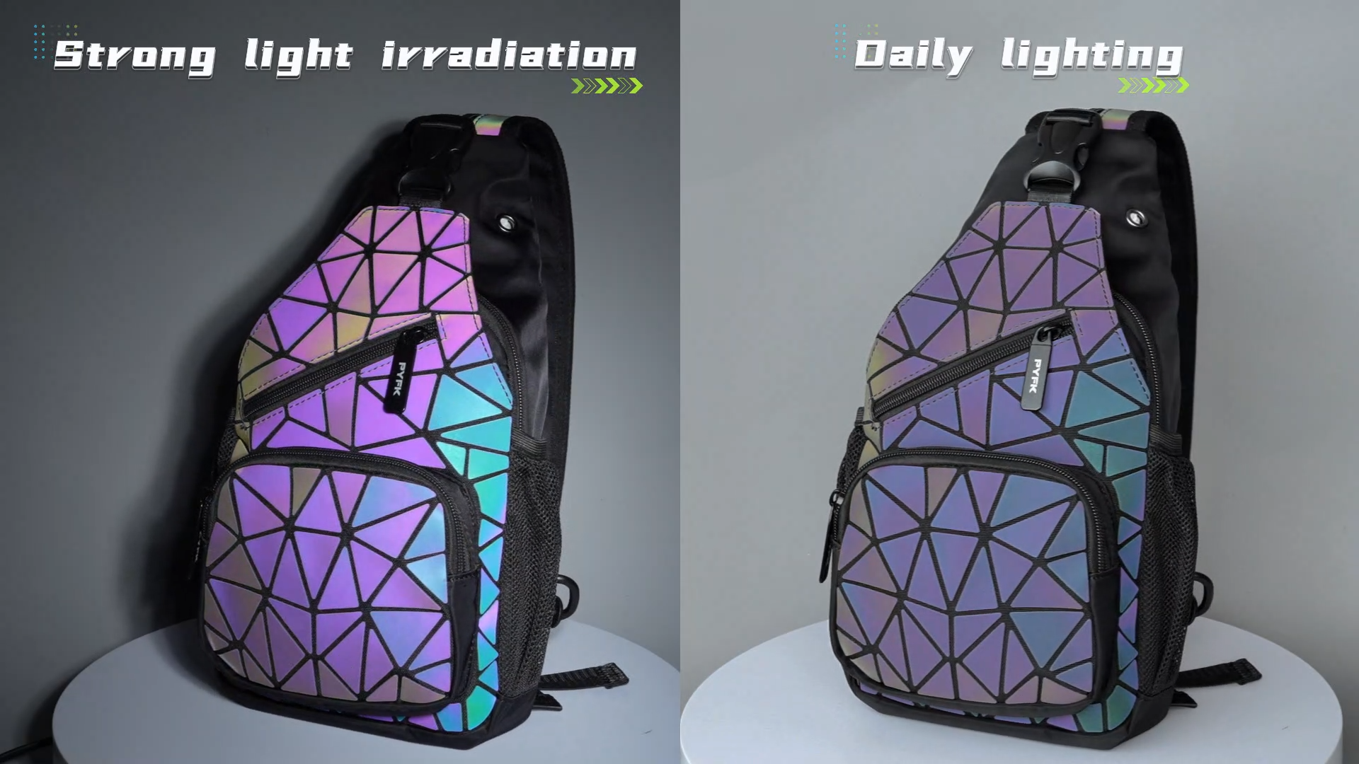 Geometric Luminous Backpacks Holographic Reflective Bag