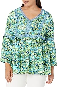 Plus Size Boho Bluse mit kurzen Glockenärmeln