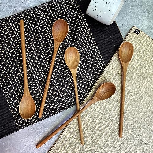 Miniatura 7 de FAAY - 2 cucharas de sopa de teca de mango largo de 10.5 pulgadas para probar chef, agitar, mezclar. Cocina - Utensilios de cocina estilo coreano