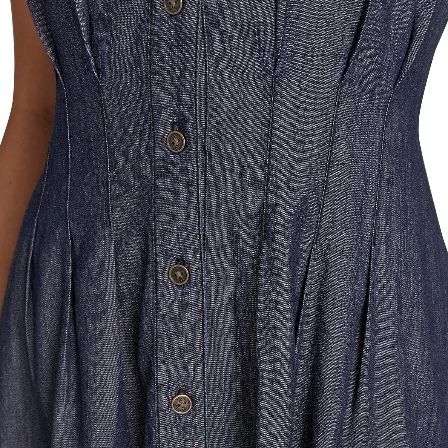 Tommy Hilfiger Womens Cap Sleeve Chambray Fit and Flare Midi Dress - Image 5