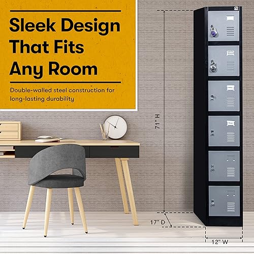Miniatura 2 de Armario, 6 compartimentos de metal, 71 pulgadas de alto con armarios de 17 pulgadas de profundidad