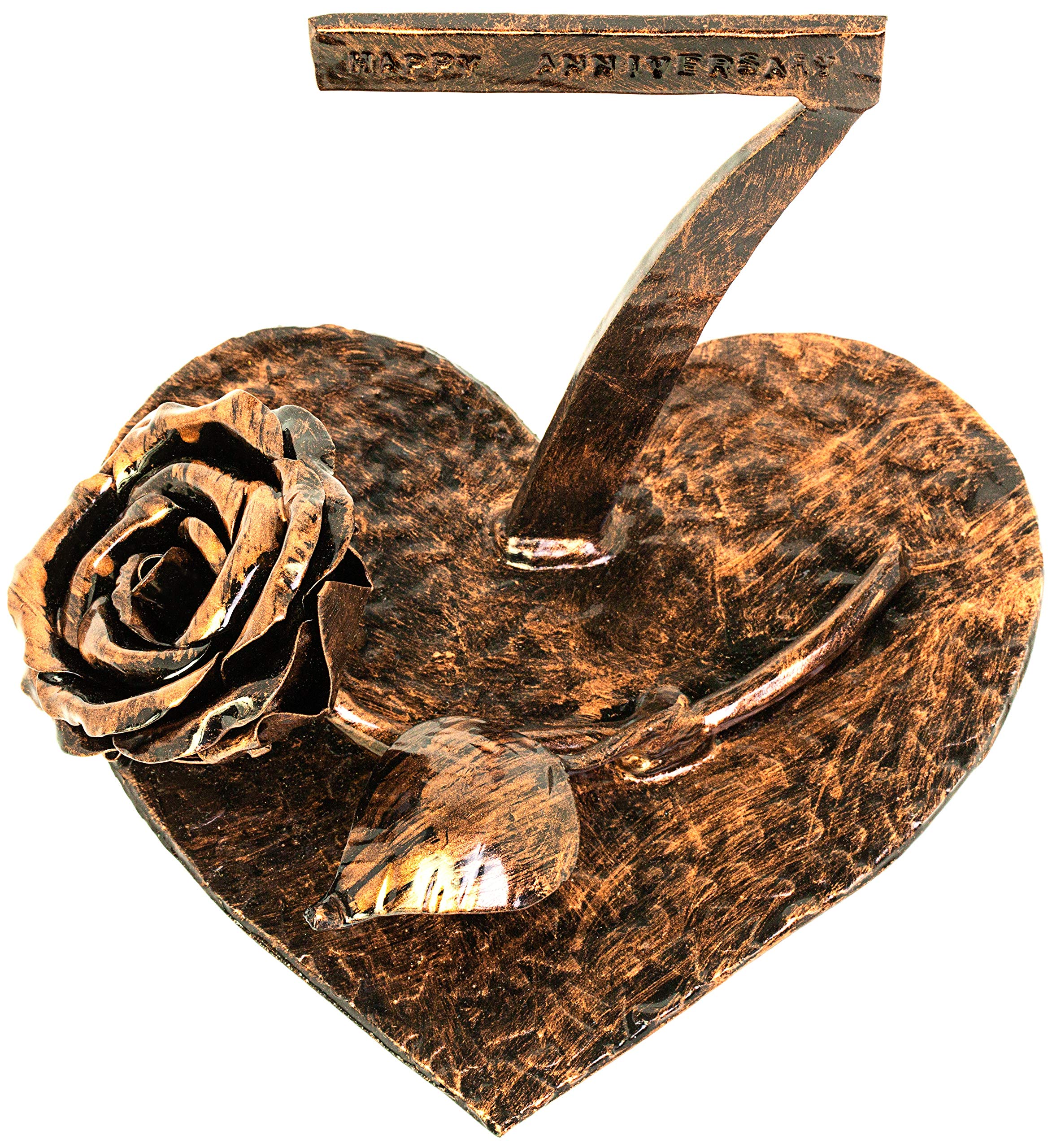 OptiProducts 7 Year Copper Iron Rose Heart | Iron Copper 7th Copper Iron Masterpiece | 7th Wedding 7 Wedding