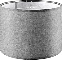 Vista 22 de GO&SO Pantallas de Lámpara de Tambor Medianas de Lino Natural de 13" Superior x 13" Inferior x 10" de Alto (Spider) Pantalla Moderna Beige Gris