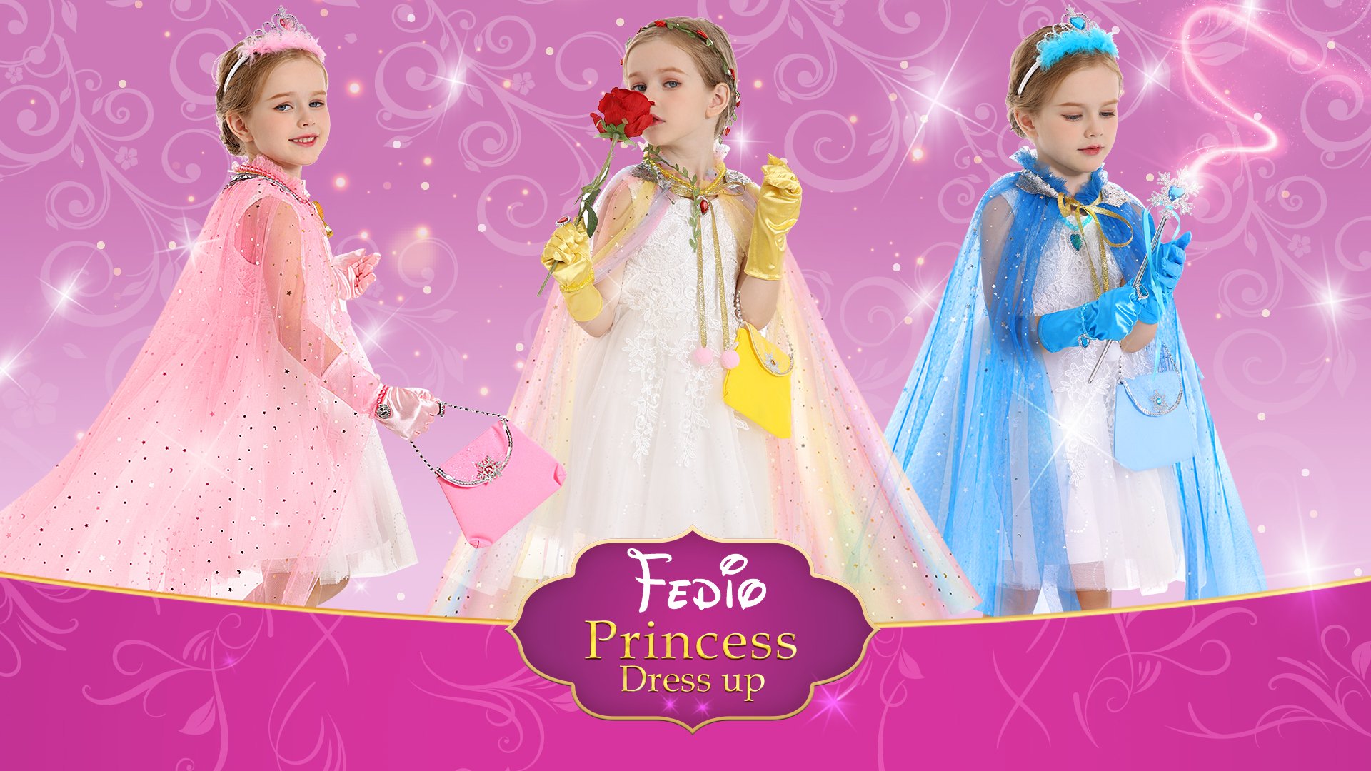 Fedio Princess Cape Set,12Pcs Princess Dress up Clothes for Little Girl, Princess Dresses for Girl 3-8 Years Birthday Gift : Toys & Games