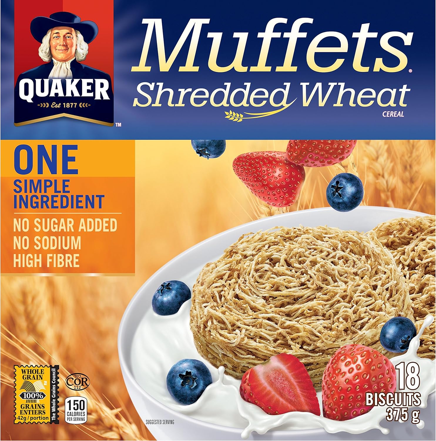 Instant Quaker Oats Quaker Muffets Shredded Wheat Cereal, 12 Count