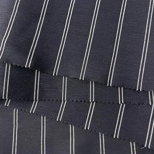 Miniatura 6 de Pin Stripe - Tela de lino de rayón Tencel azul marino, textil de alta calidad, ideal para coser, manualidades y decoración del hogar