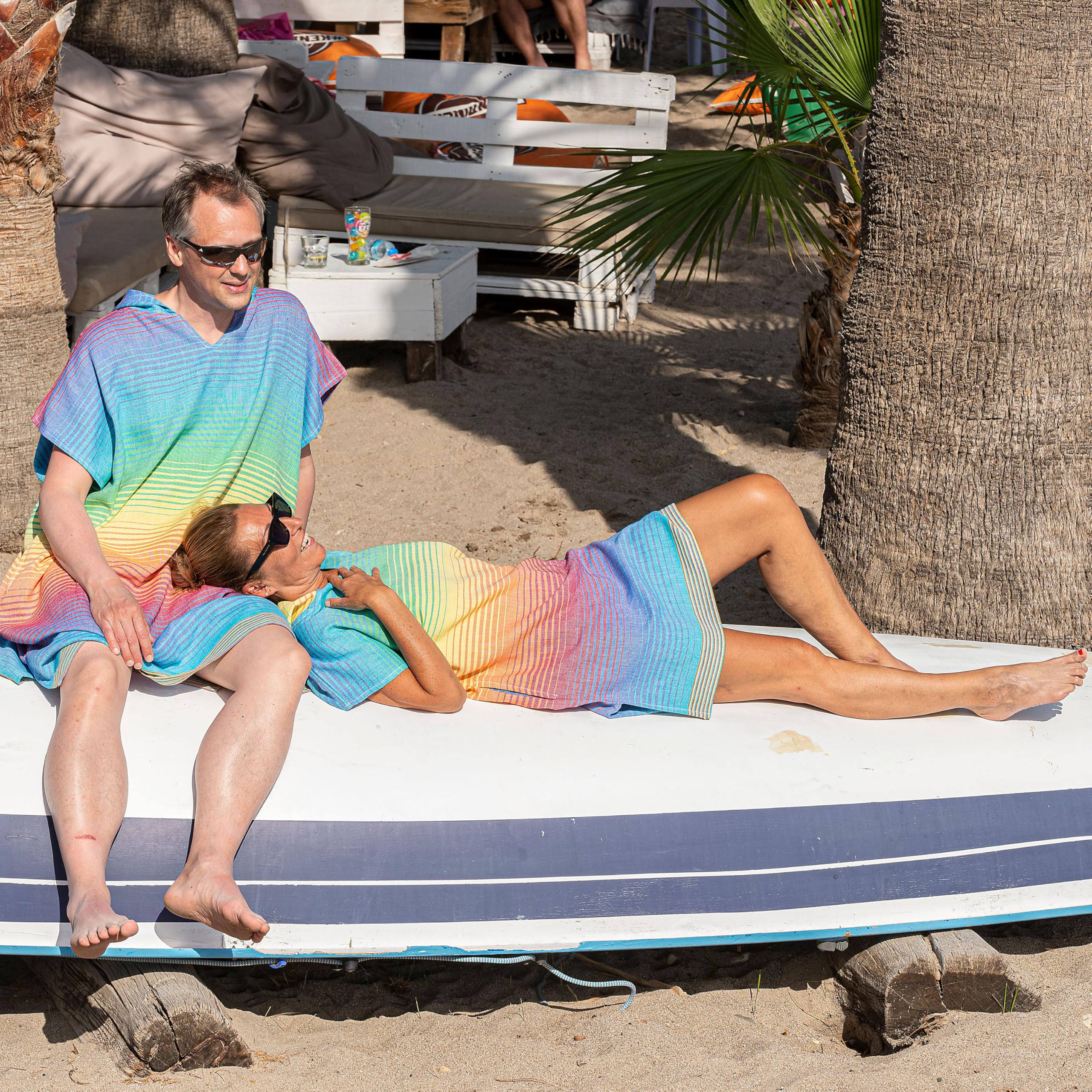 LeStoff Poncho surfingowe, 100% bawełna organiczna, Tęczowy, S/M