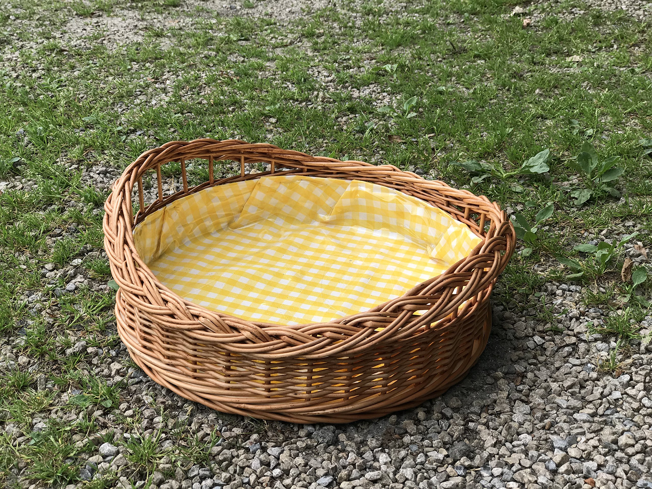 BukoraRound Tray 33 cm with Lining Yellow/White Chequered