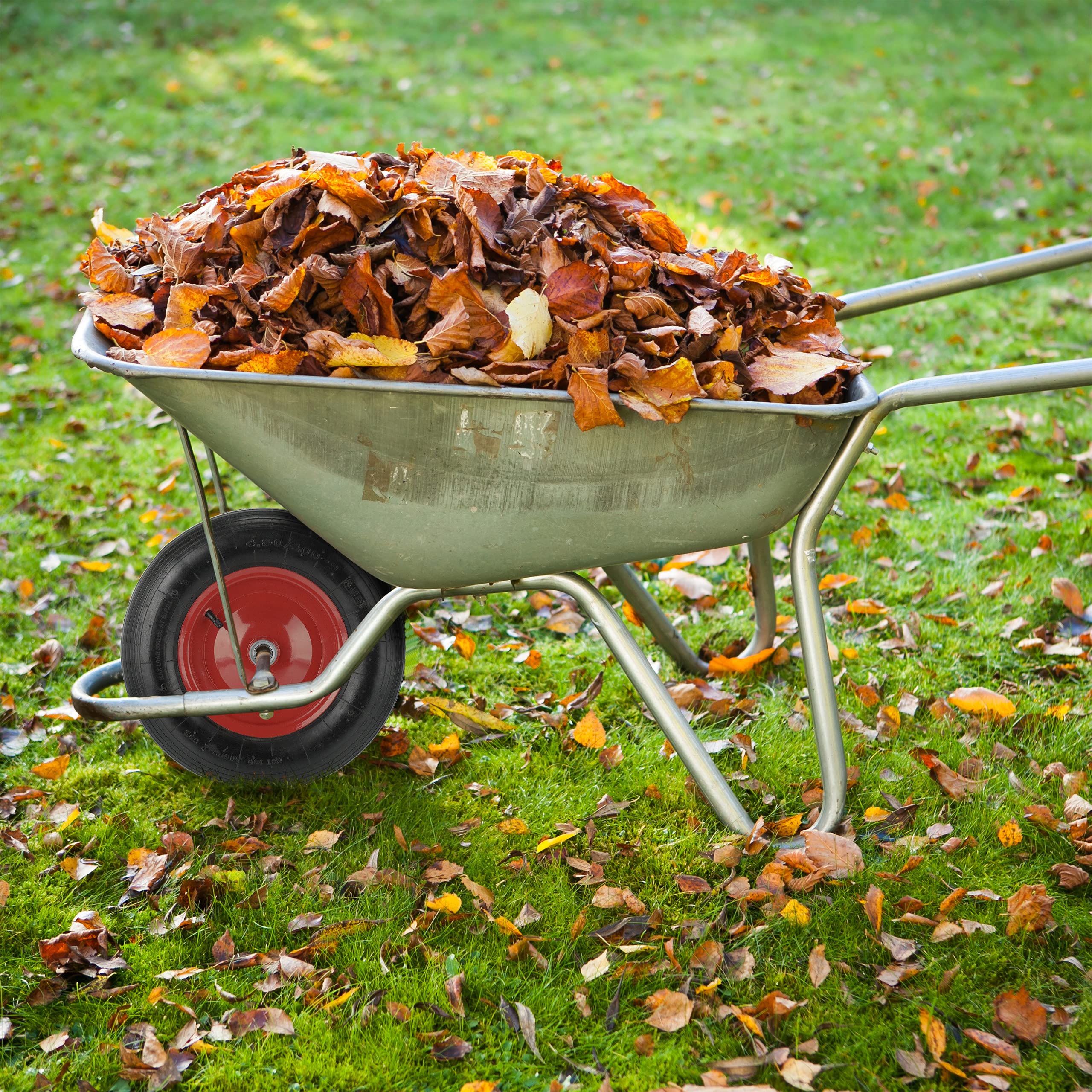 Relaxdays Schubkarrenrad 4.80 4.00-8, luftbereift, Stahlfelge, mit Achse, 4 PR Ersatzrad Schubkarre, 120 kg, schwarz/rot