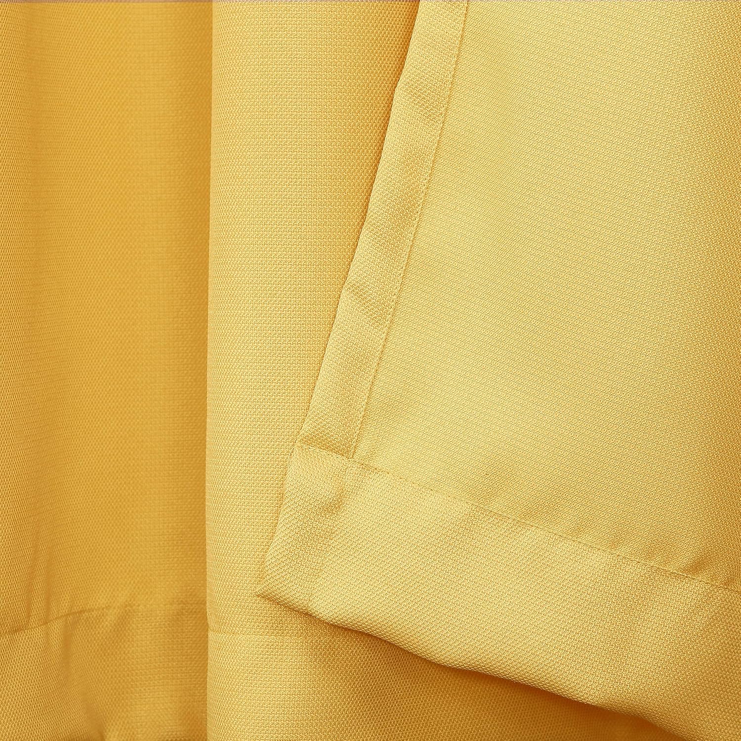 Yellow Sheer Polyester Grommet Kitchen Curtain Tier Pair