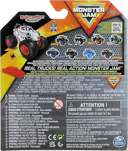 Miniatura 3 de Monster Jam Spin Master 2022 - Camión fundido a presión 164 con accesorio adicional Ruff Crowd Monster Mutt Dálmata