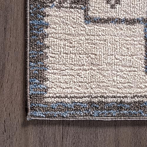 Vista 7 de nuLOOM Erika - Alfombra tribal de transición, 8 x 10, gris