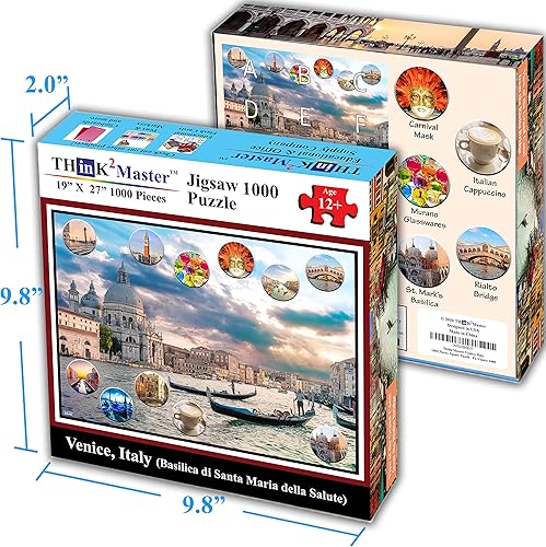 Miniatura 3 de Think2Master Venecia, Italia - Rompecabezas de 1000 piezas para niños a partir de 12 años, adolescentes, adultos y familias. El tamaño del
