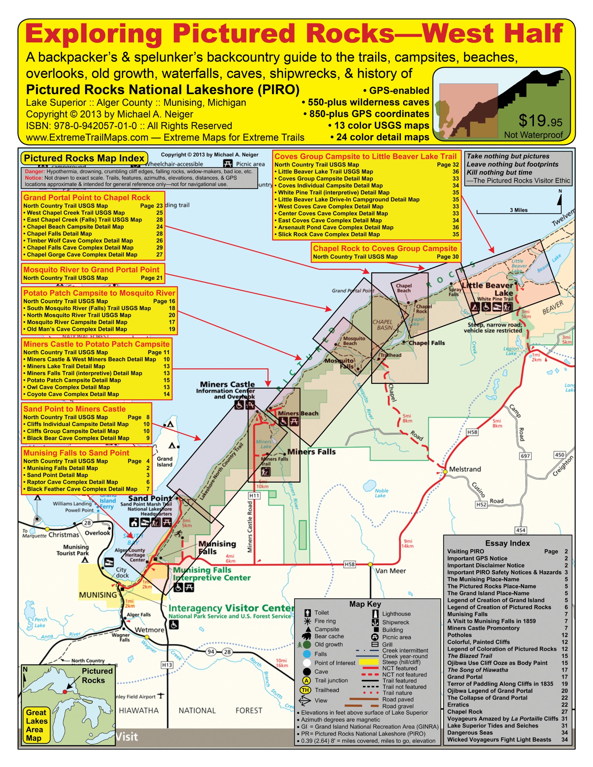 Exploring Pictured Rocks--West Half: A Backpacker's & Spelunker's Backcountry Guide to the Trails, Campsites, Beaches, Overlooks, Old Growth, ... of
