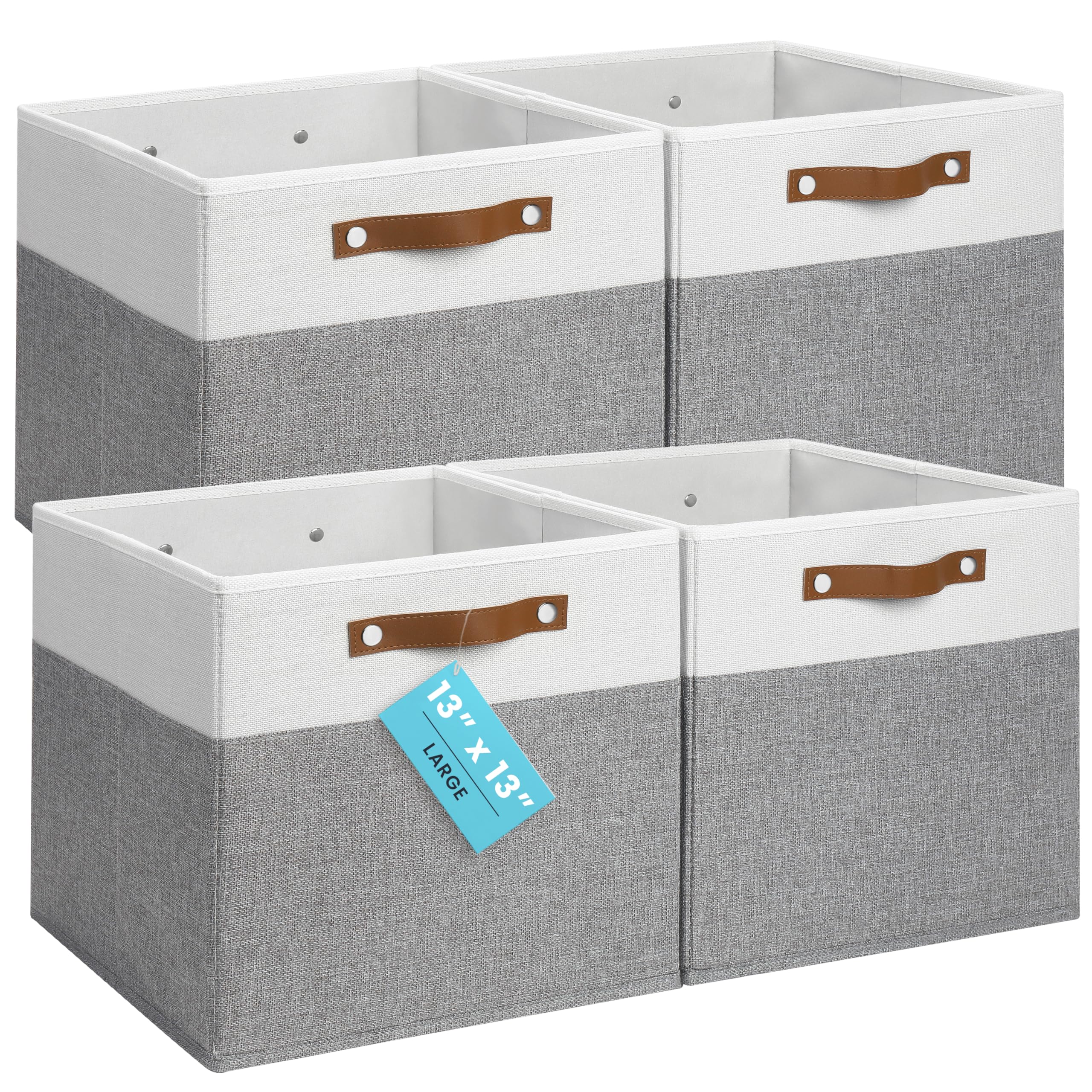 OrganiHaus 13x13 Cube Storage Bins, Set of 4